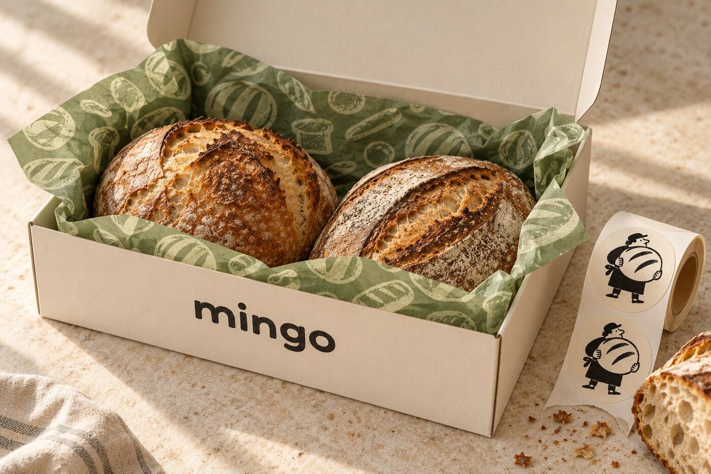 Mingo delivery box with two loaves