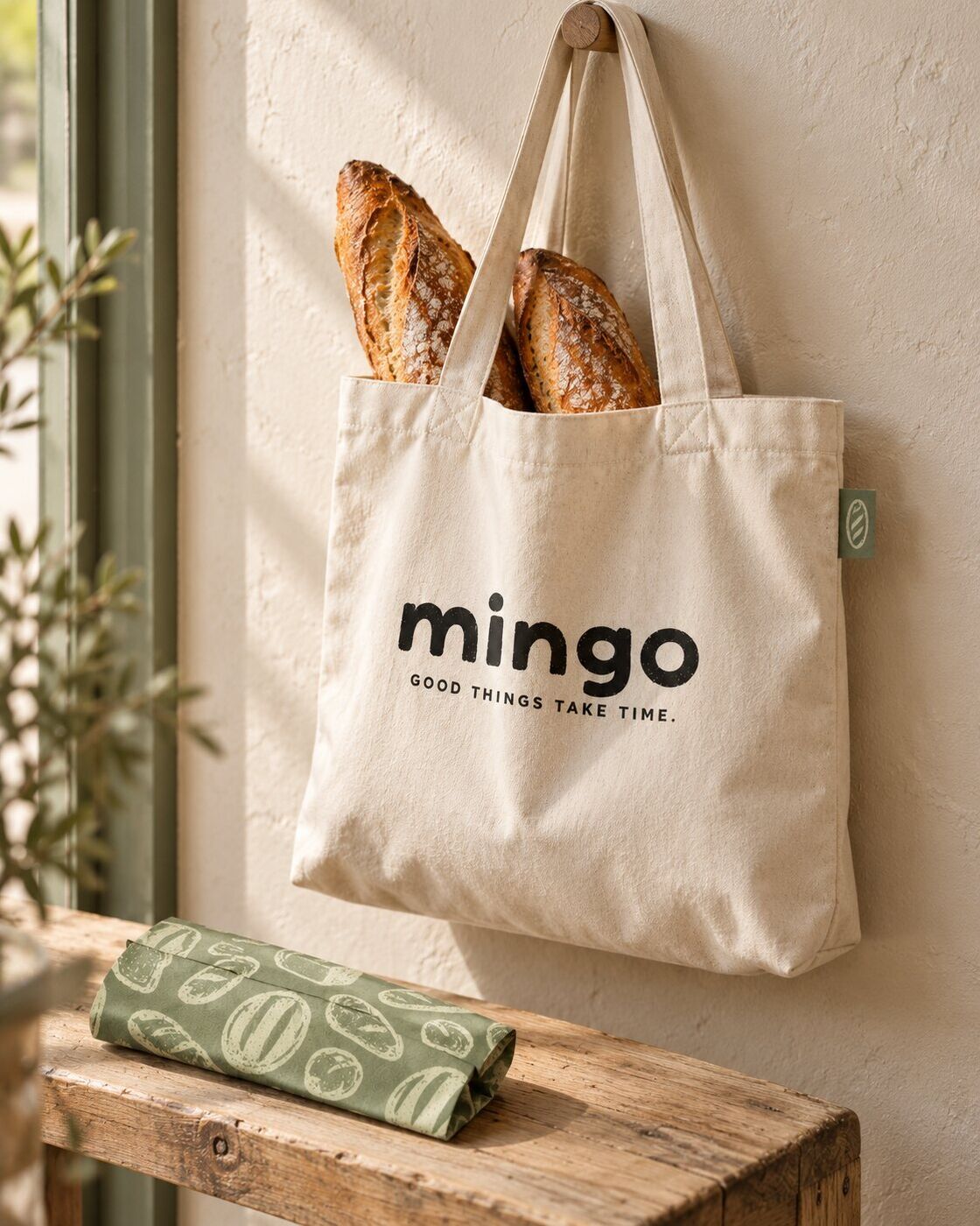 Mingo canvas tote with baguettes