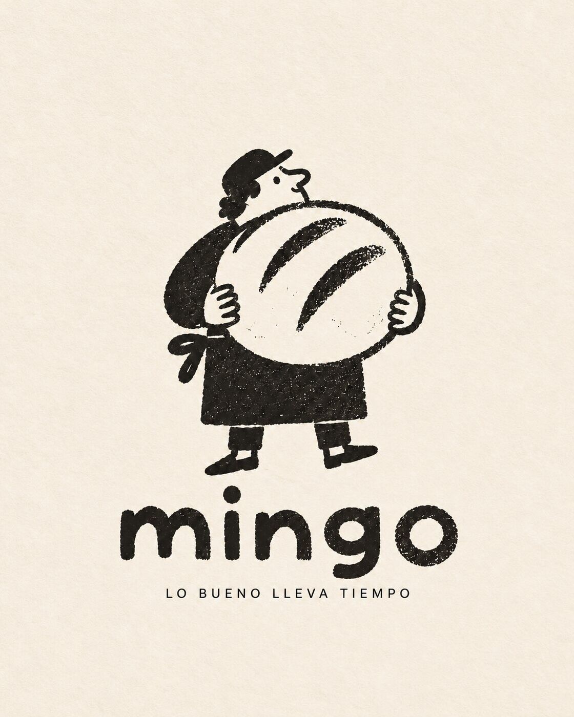 Mingo logo with baker holding a round loaf