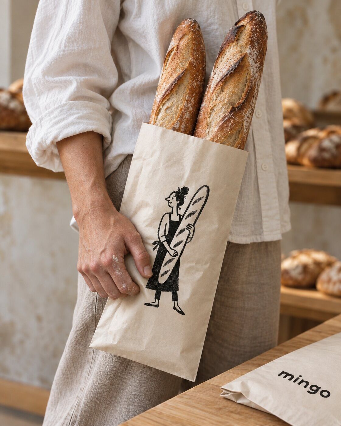Baguettes in a Mingo paper bag